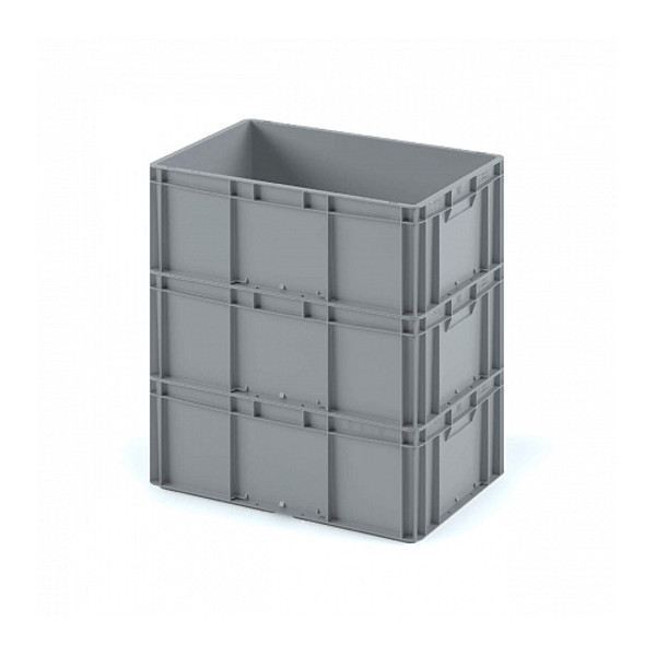 Пластиковый ящик Plast 600x400x220 (ЕС-6422) серый с усиленным дном