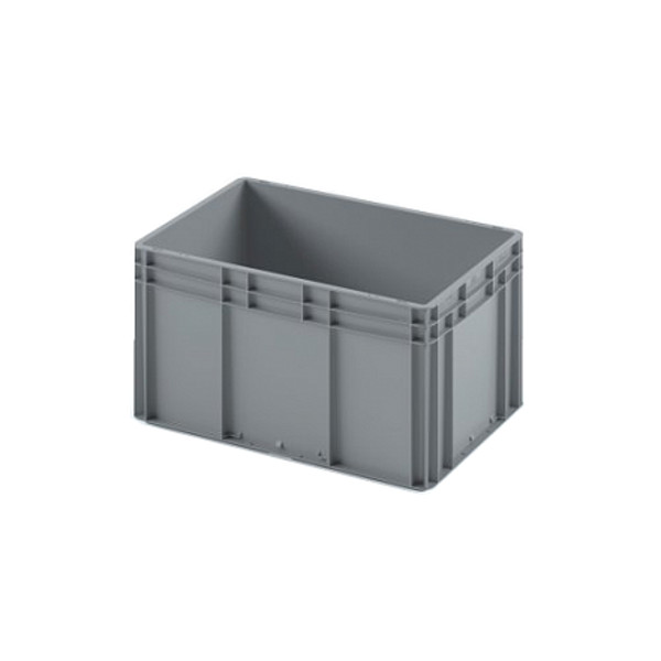 Пластиковый ящик Plast 600x400x320 (ЕС-6432) серый с гладким дном