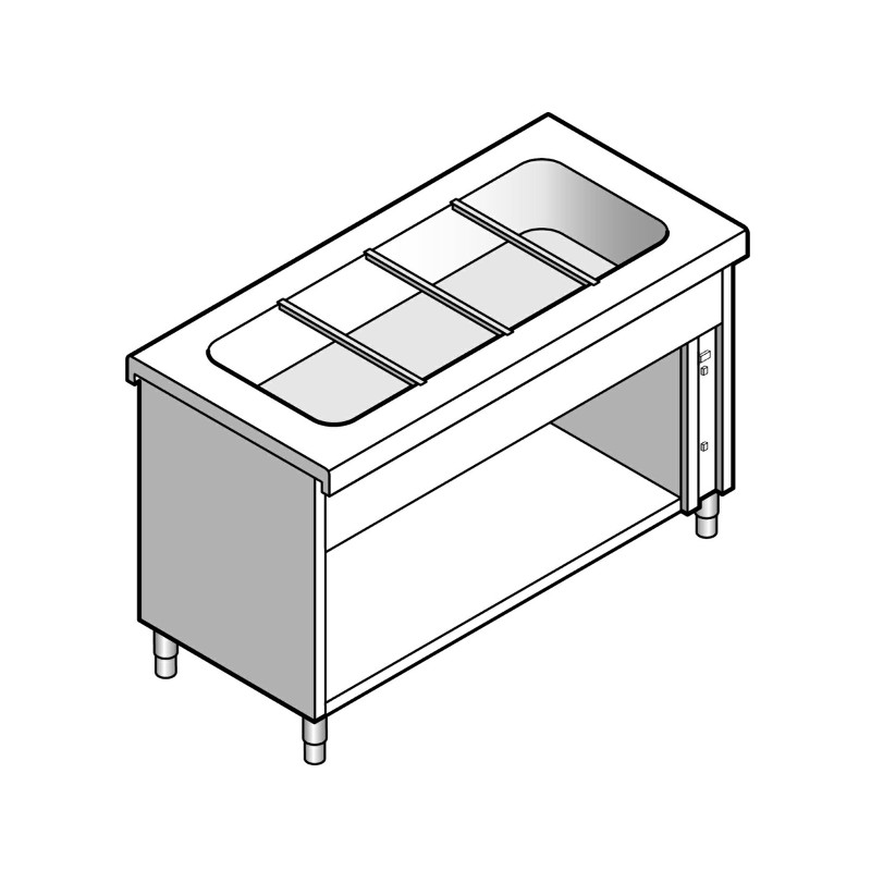 картинка Прилавок-мармит для 1 и 2 блюд EMAINOX 8EGB7 8045009 на открытом шкафу