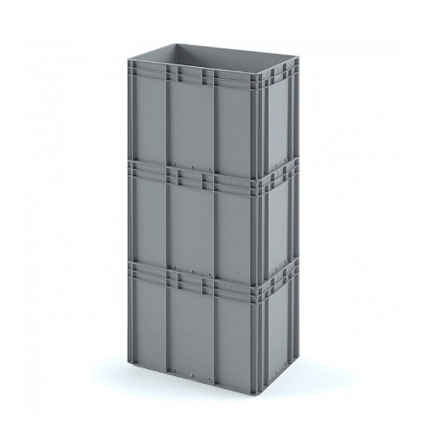 Пластиковый ящик Plast 400x300x220 (ЕС-4322) серый с усиленным дном