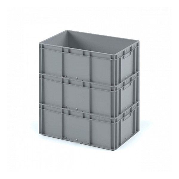 Пластиковый ящик Plast 600x400x420 (ЕС-6442) серый с гладким дном