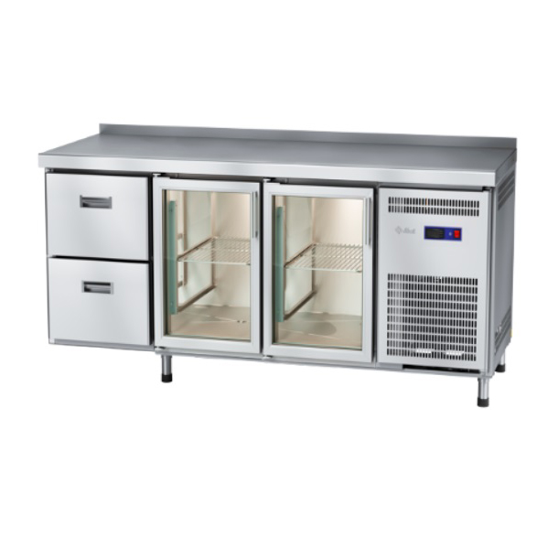 Стол холодильный Abat СХН-60-02 (ящики 1/2, 2 двери-стекло)