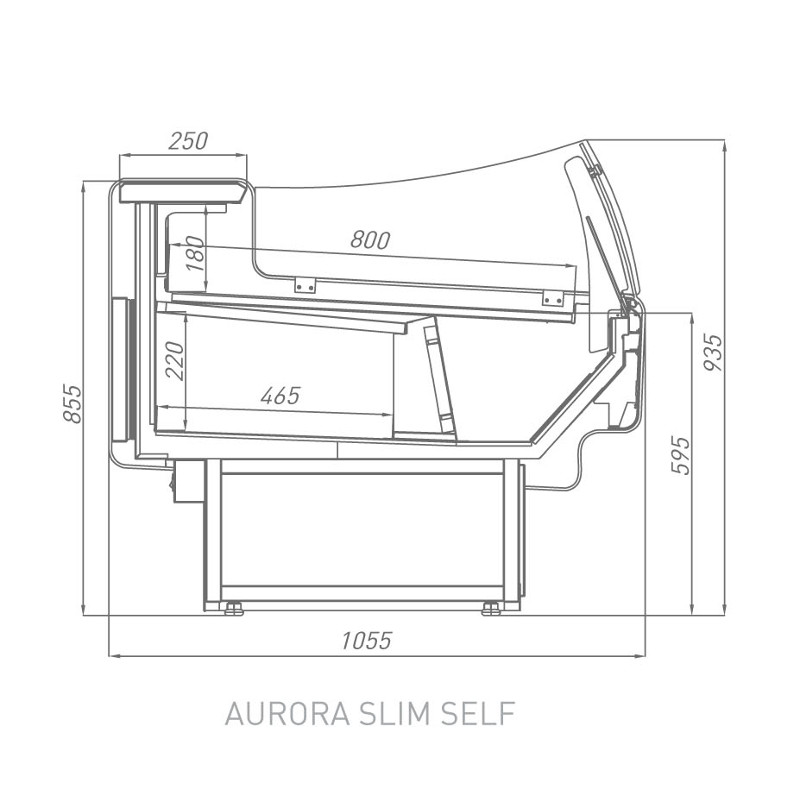 Витрина холодильная Brandford AURORA Slim PLUG-IN 125 вентилируемая SELF