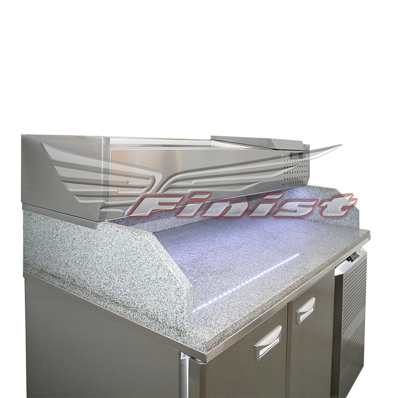Стол холодильный для пиццы Finist СХСнпцгб-700-2 гранит нижний агрегат с бортом 1000x700x1050 мм