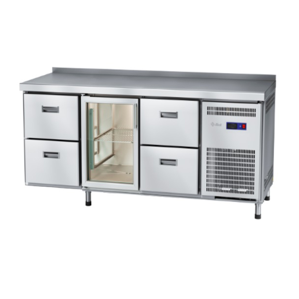 Стол холодильный Abat СХН-70-02 (ящики 1/2, дверь-стекло, ящики 1/2)