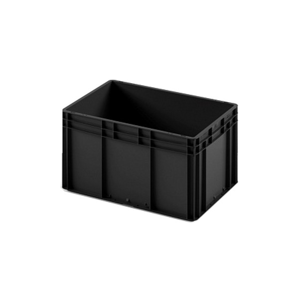 Пластиковый ящик Plast 600x400x320 (ЕС-6432) черный с гладким дном