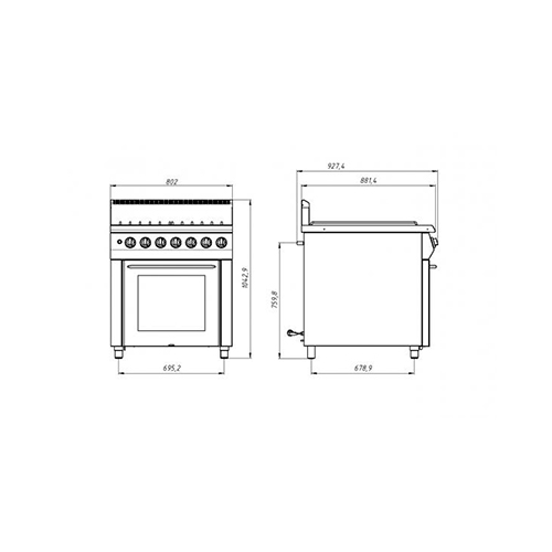 картинка Плита Grill Master 4-х горелочная газовая Ф4ПДГ/900 (газовая духовка)