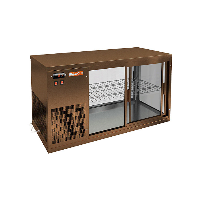 Настольная холодильная витрина HICOLD VRL 1300 L Bronze / Beige / Brown / Black